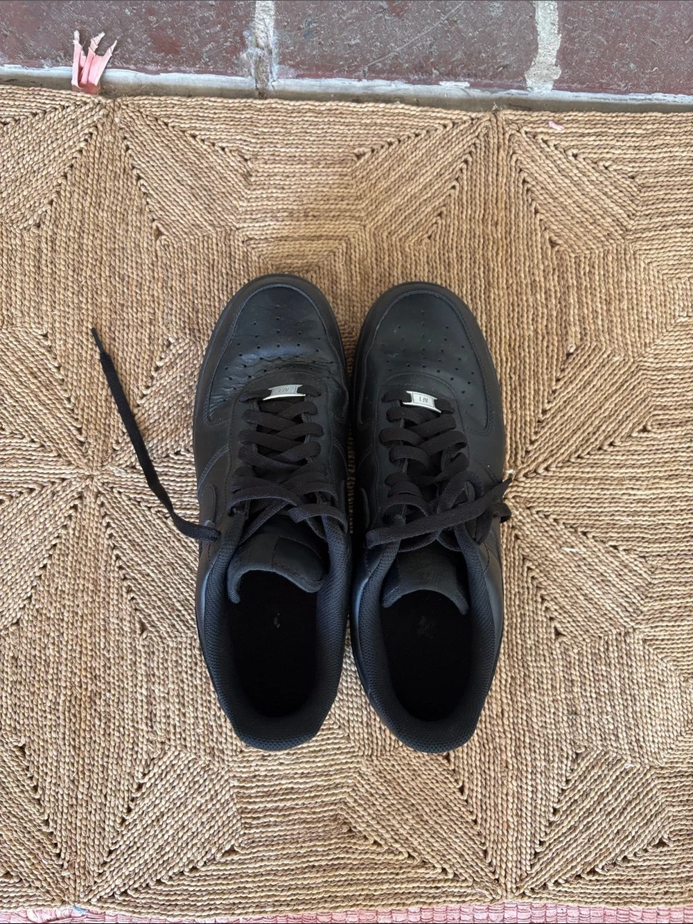 Men's Air Force 1 Matte Black Low-Top Lace-Up Sneakers